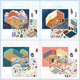 Reusable Stickers — Shared Living Diary DIY 3D Sticker Collection — 2 Cute Scenes